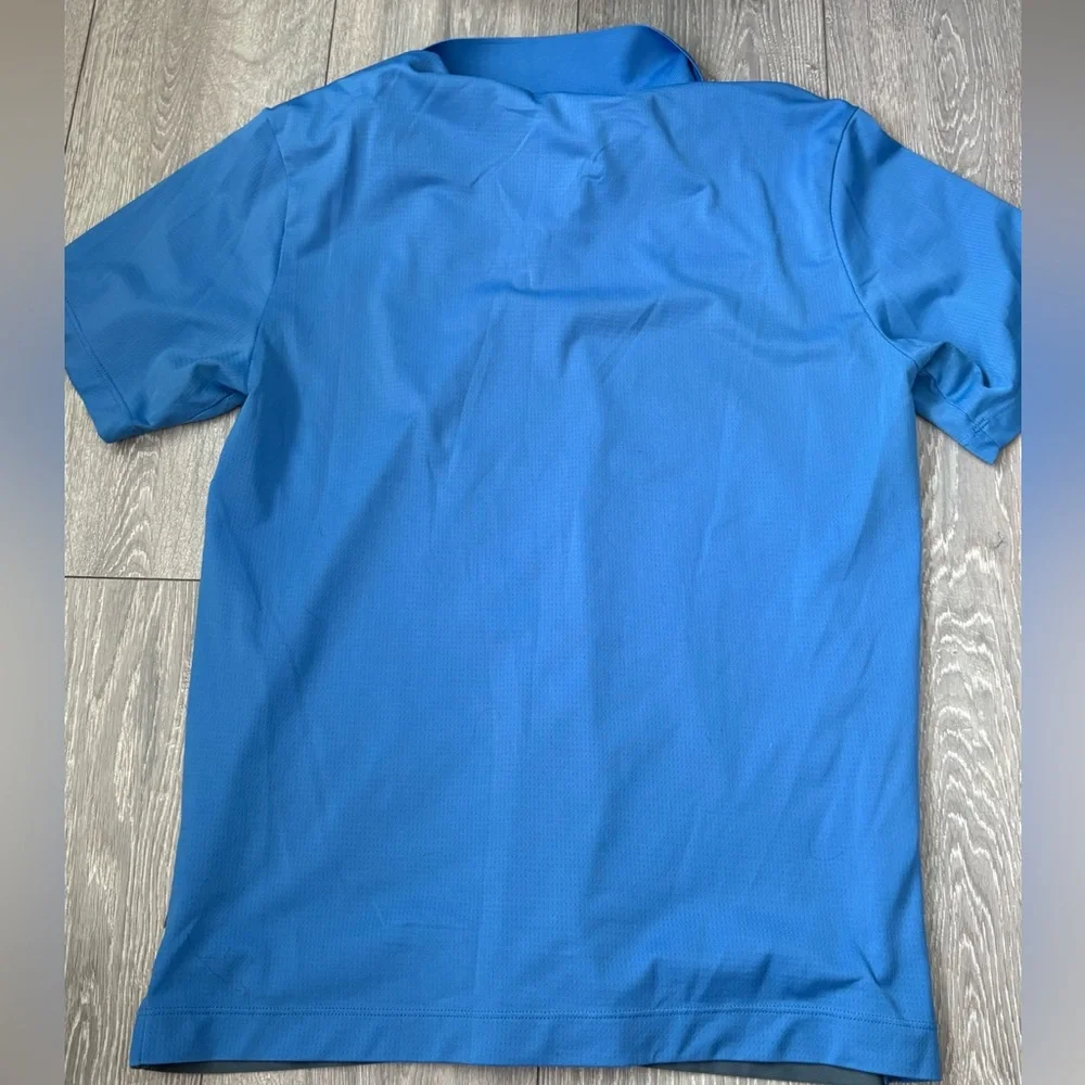 Nike Men's Blue and Yellow Striped Golf Polo - Picture 2 of 3